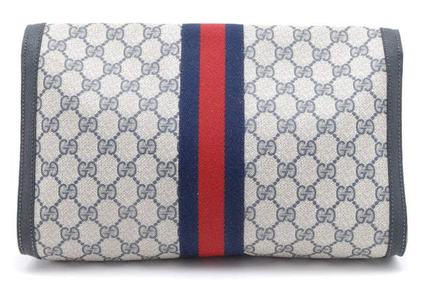 Gucci GG Supreme Web Stripe Clutch - Navy, GG Supreme Canvas
