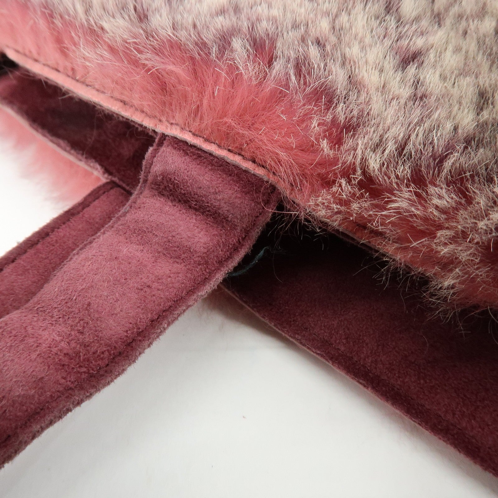 CHANEL COCO Mark Hand Bag - Bordeaux, Beige, Fur, Suede
