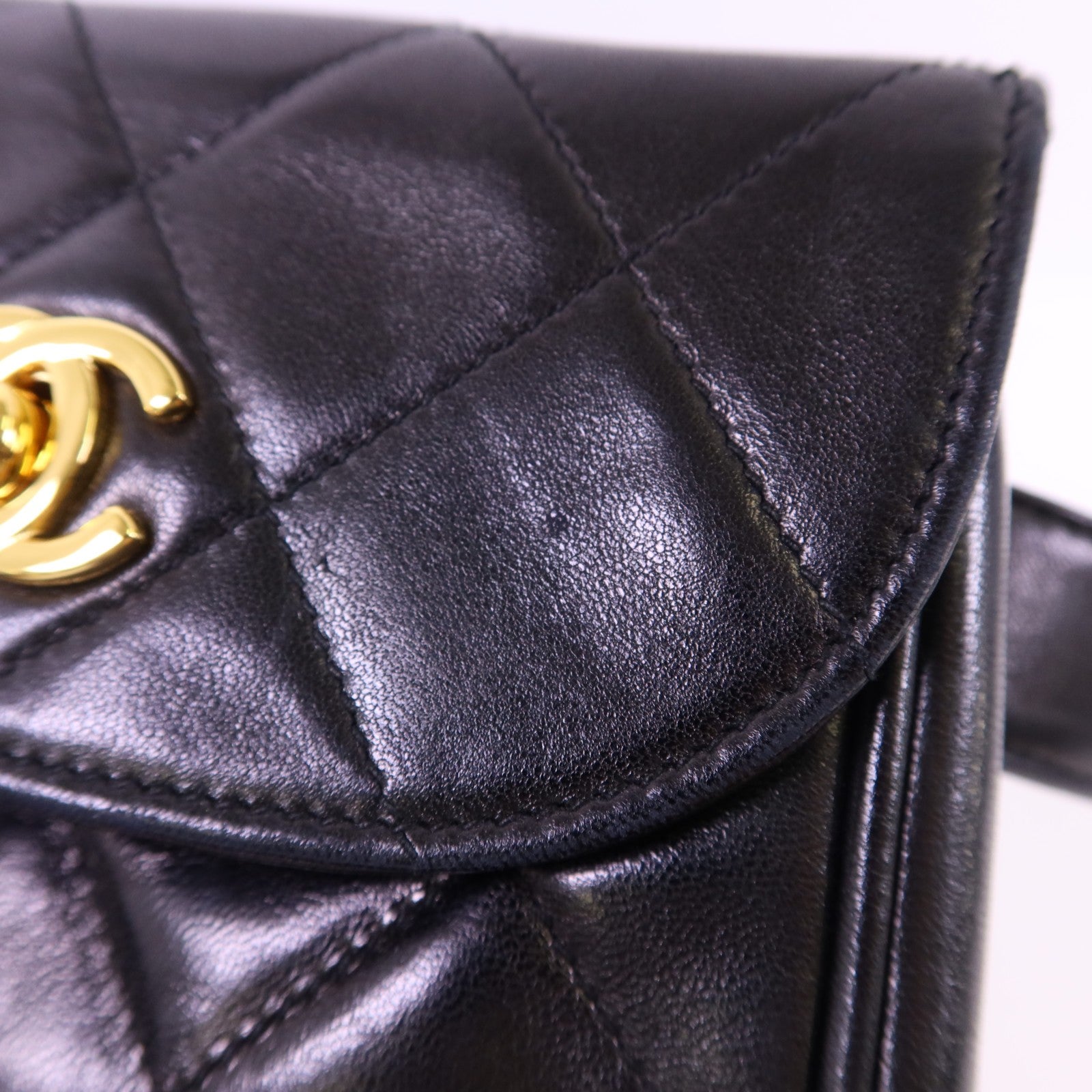 CHANEL CC GHW Waist Bag - Black, Lambskin Leather