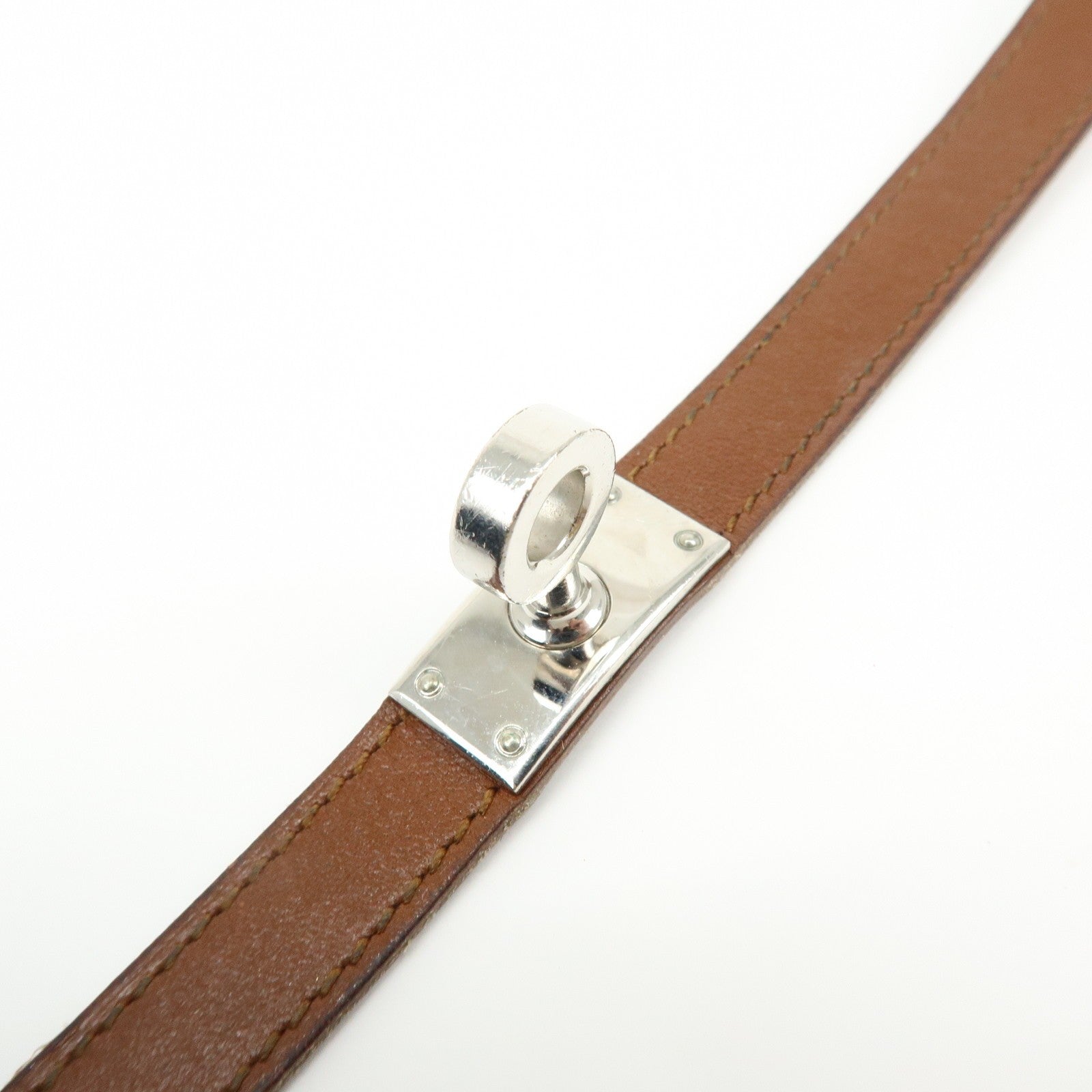 Hermès Kelly Double Tour Bracelet - Brown, Silver, Leather