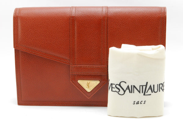 Saint Laurent YSL Clutch Bag - Brown, Leather 