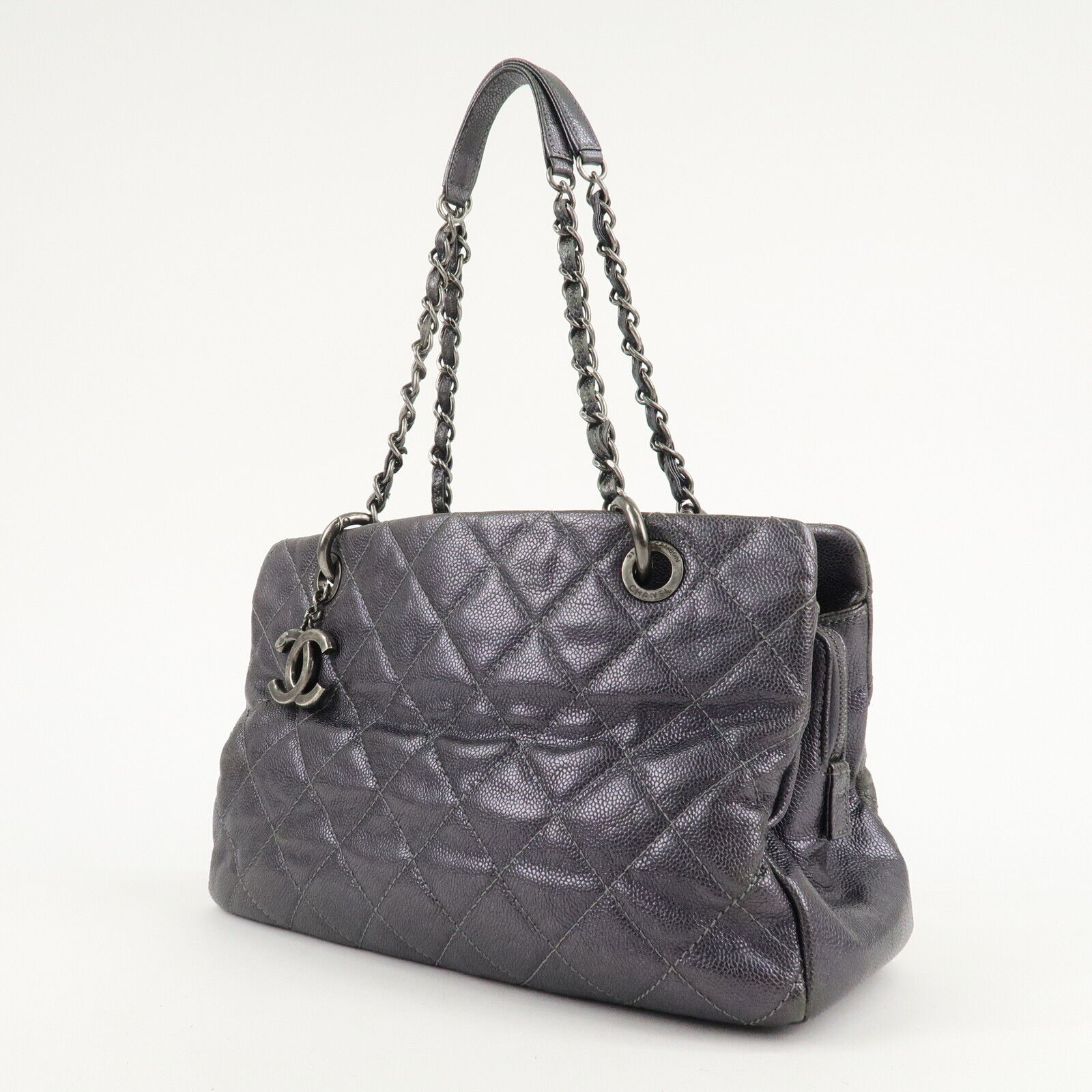 Chanel Matelasse COCO Mark Tote Bag - Gray, Leather