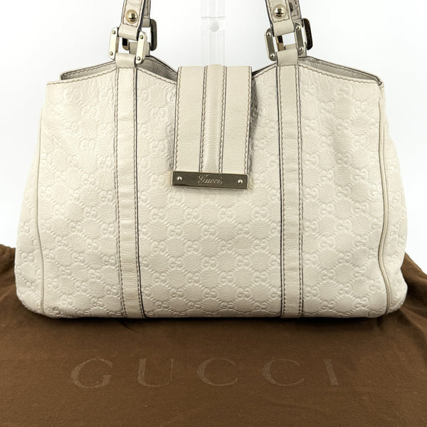 Gucci Tote Shoulder Hand Bag - White, Leather
