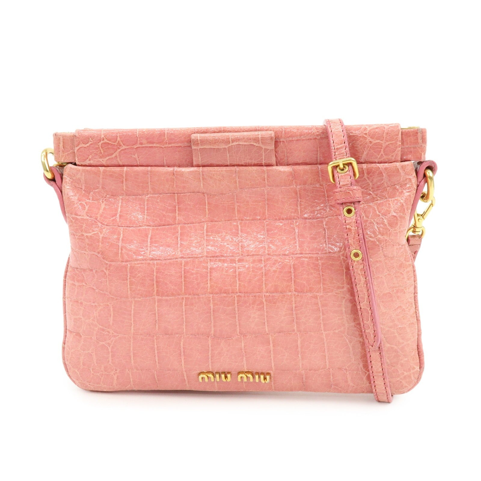 Miu Miu Embossed Leather Crossbody Bag - Pink, Leather