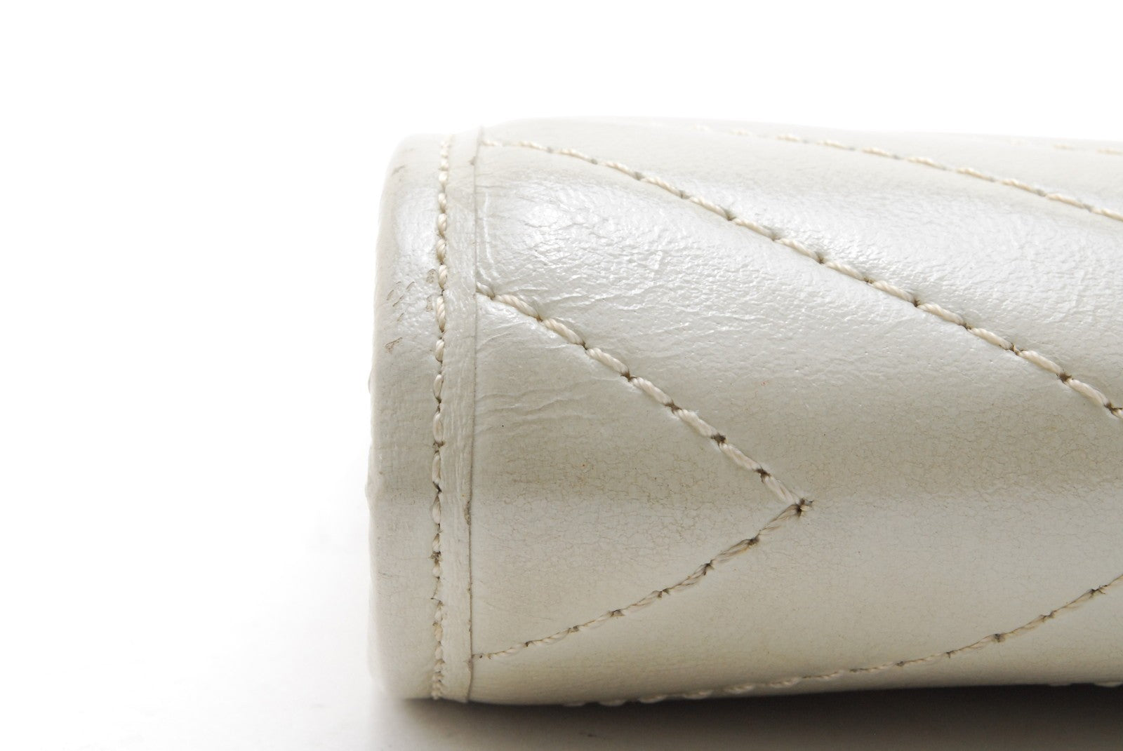 Saint Laurent Yves Saint Laurent Chevron Quilted Clutch Bag - White, Leather