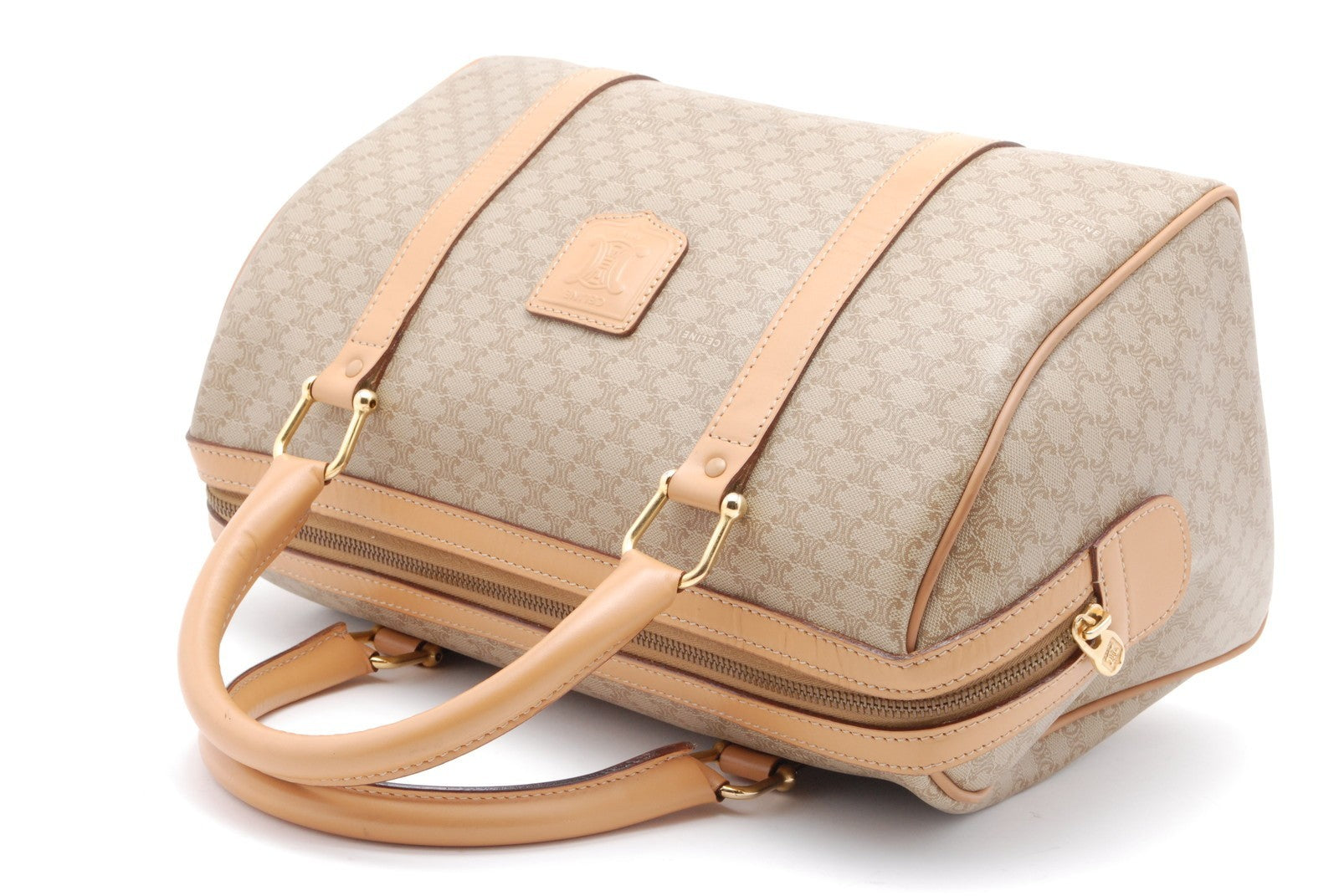 Celine Macadam Boston Bag - Beige, PVC Leather