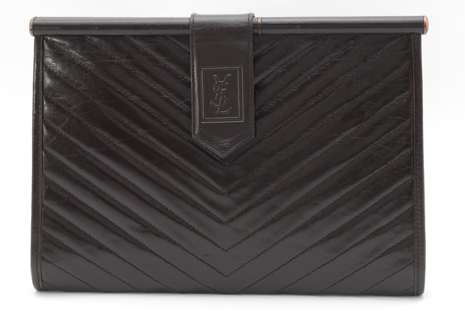 Saint Laurent Clutch Bag - Brown, Leather 