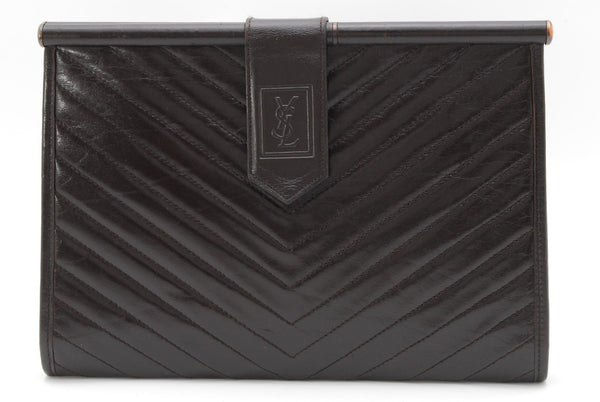 Saint Laurent Clutch Bag - Brown, Leather 