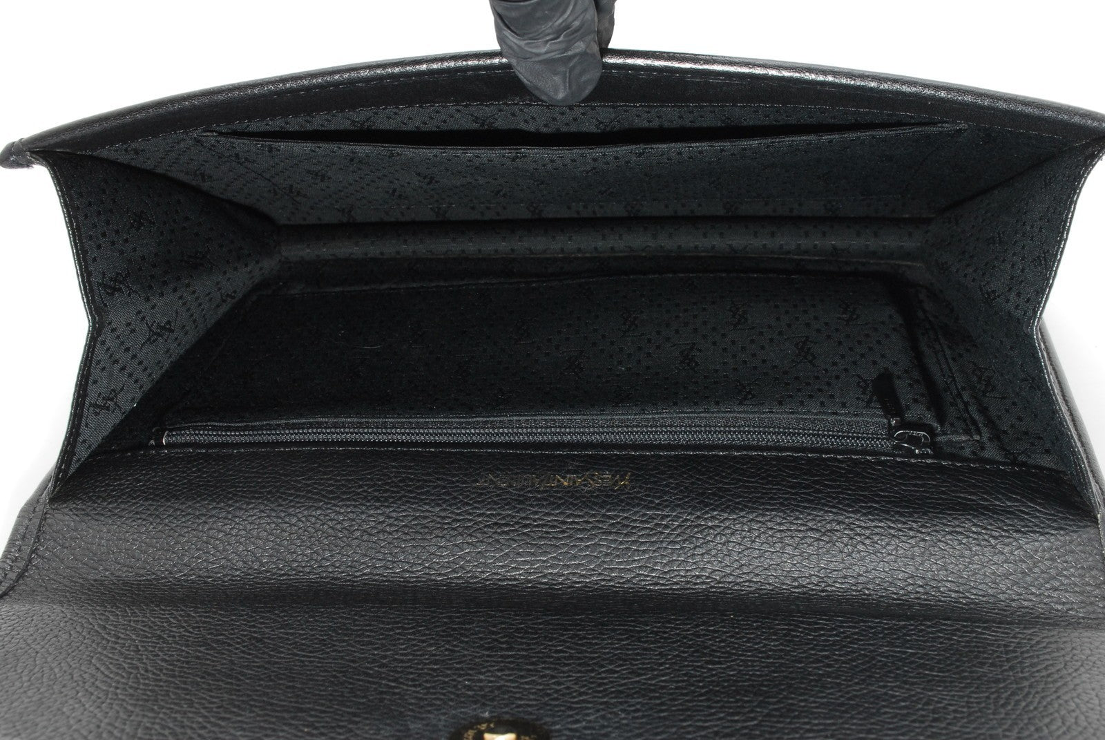 Saint Laurent Yves Stitch Clutch Bag - Black, Leather 