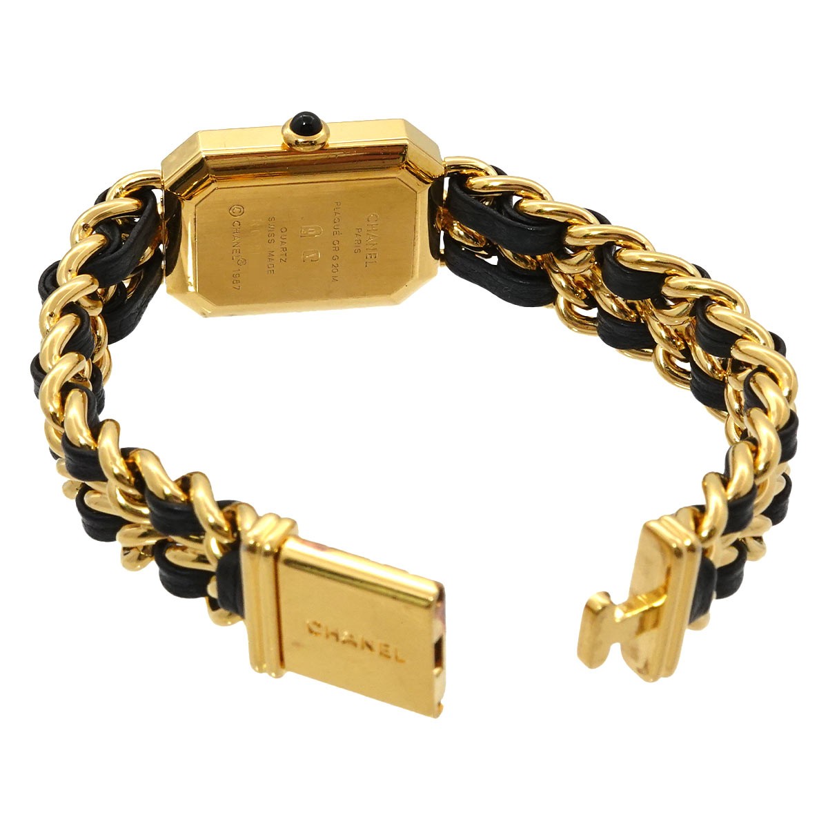 CHANEL Premiere Size L H0001 Watch - Black, Stainless steel/YGP,Leather