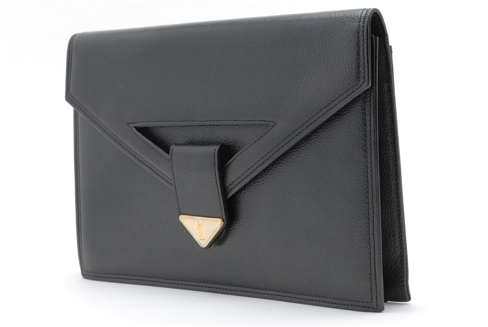 Saint Laurent Yves Vintage Clutch - Black, Leather