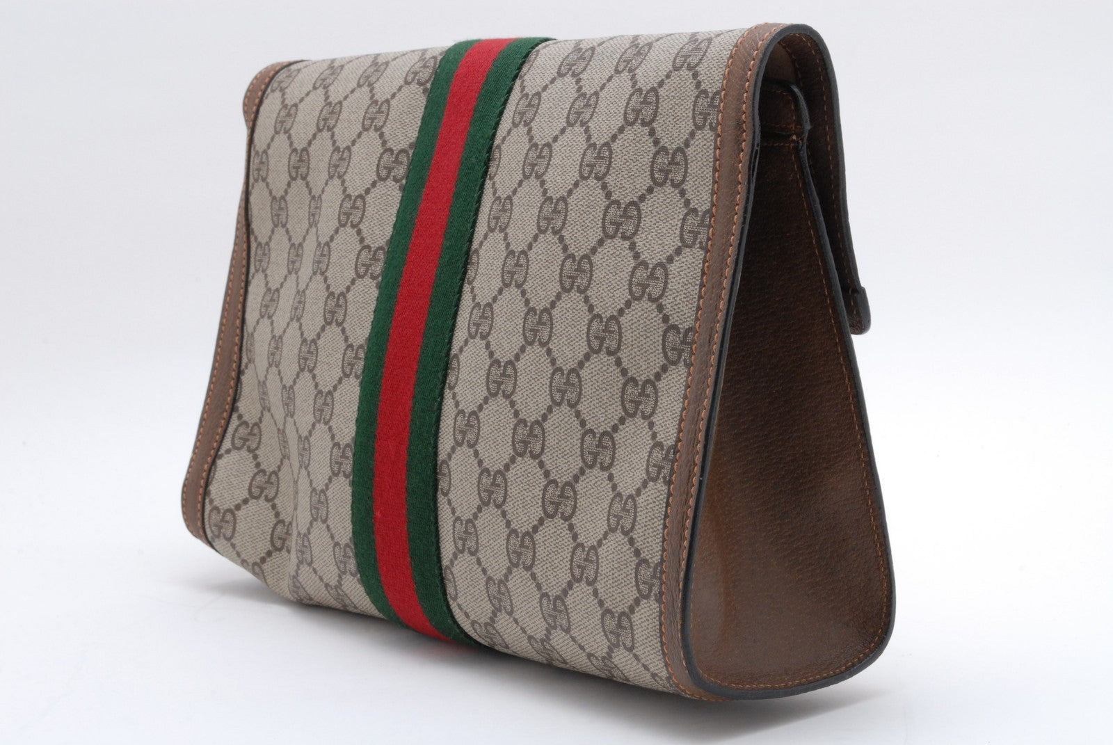 Gucci Sherry Clutch Bag - Beige Brown, PVC