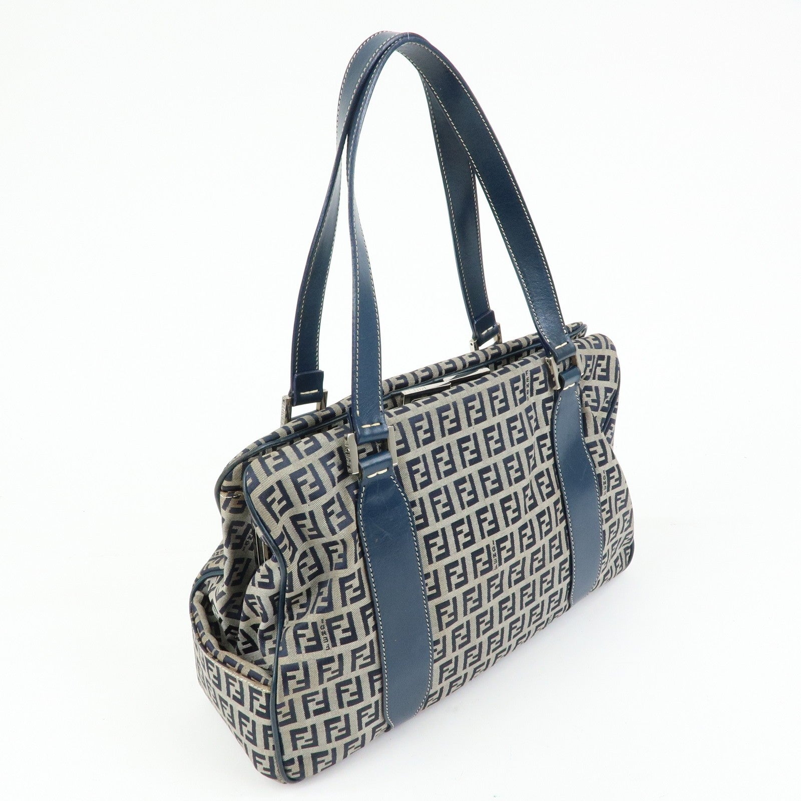 Fendi Zucchino Tote Bag - Navy, Canvas and Leather