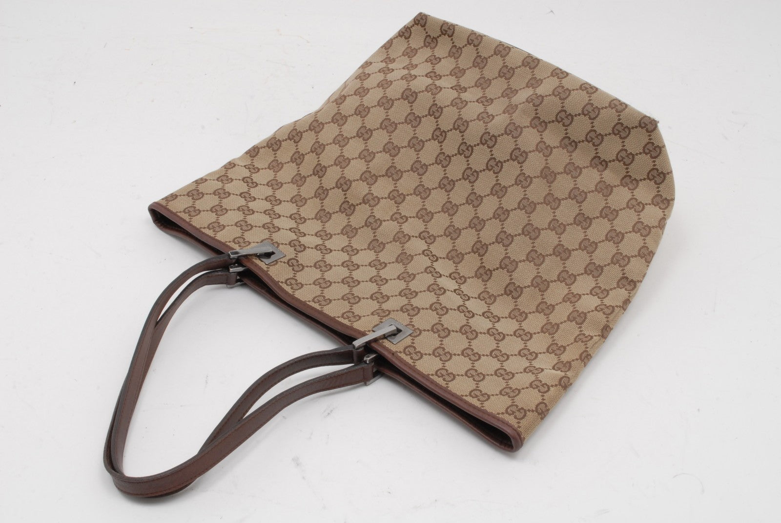 Gucci GG Tote Shoulder Bag - Beige Brown, Canvas Leather