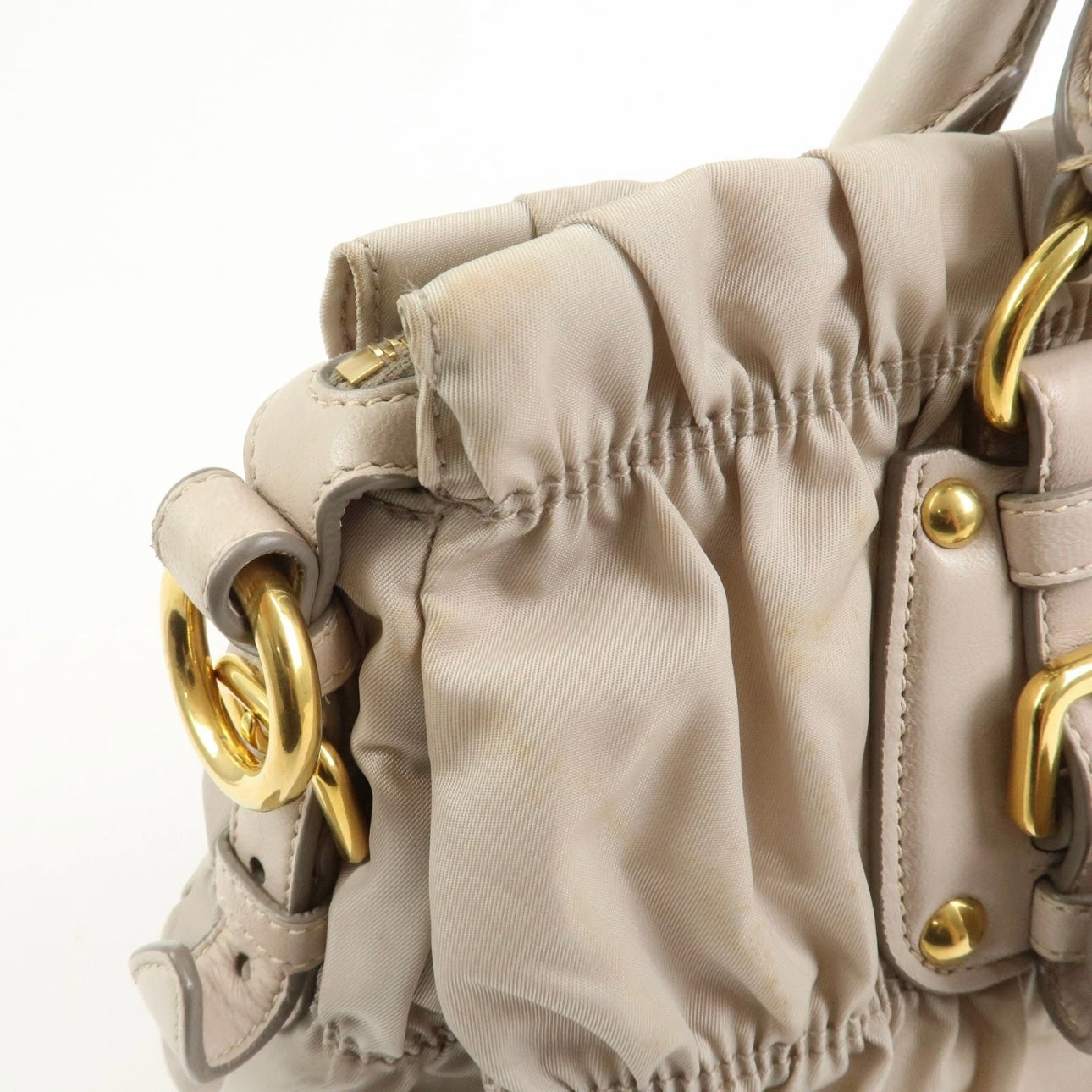 Prada Nylon Leather 2Way Bag- Gray