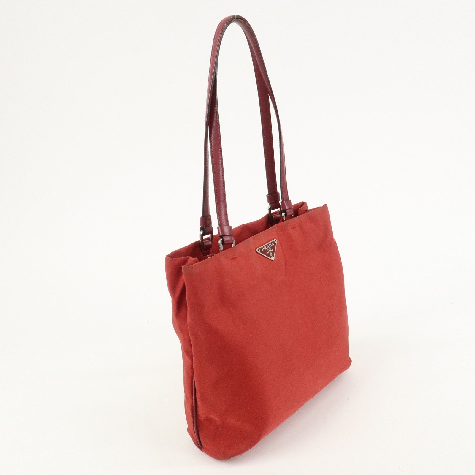 Prada Triangle Logo Tote Bag - Red, Nylon and Leather
