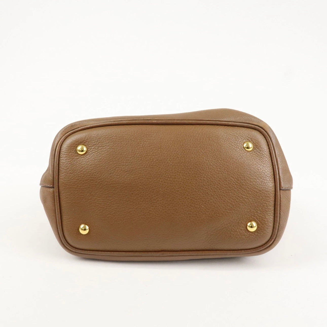 MIU MIU Vitello Phenix Leather Shoulder& Hand Bag Brown