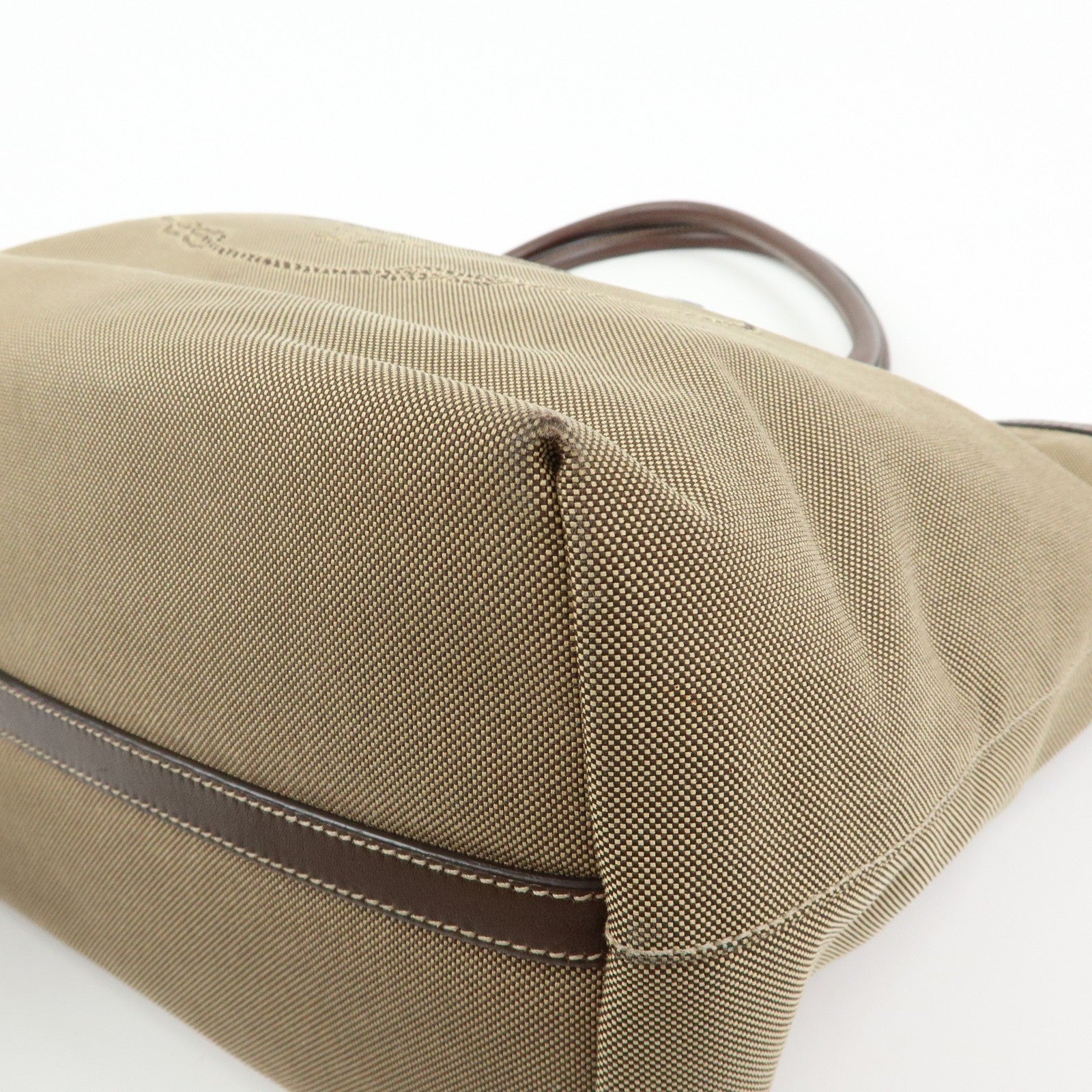 Prada Triangle Logo Jacquard Tote Shoulder Bag - Beige, Leather