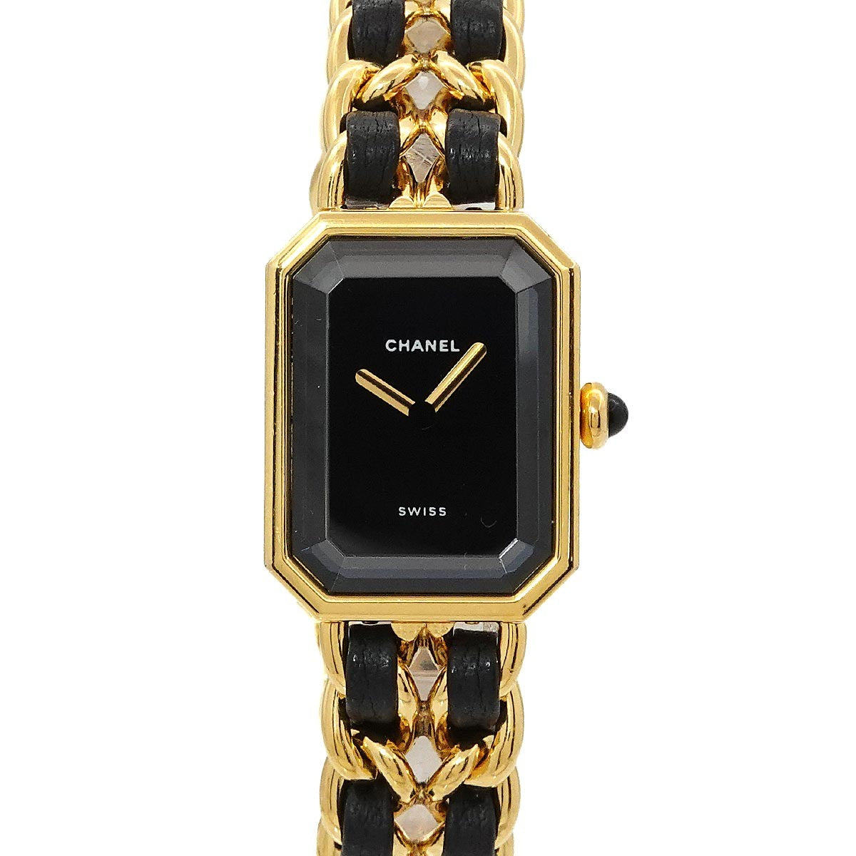 CHANEL Premiere Size L H0001 Watch - Black, Stainless steel/YGP,Leather