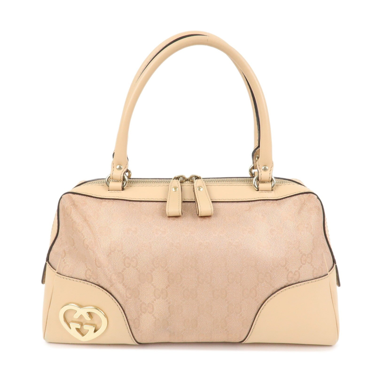 Gucci Lovely Heart GG Monogram Mini Boston Bag - Pink Beige, Canvas