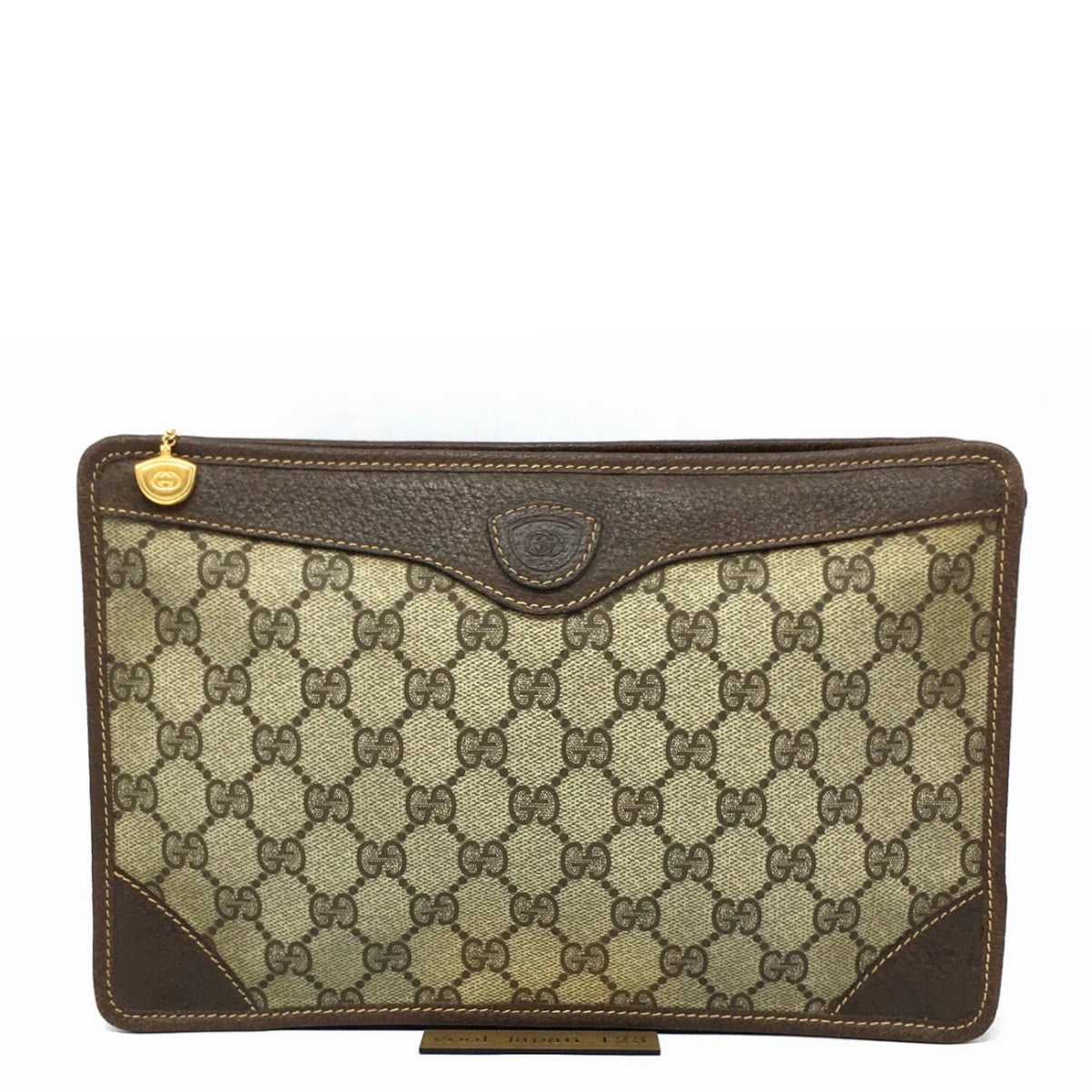 Gucci GG Supreme Monogram Clutch Bag - Beige/Brown, PVC Leather