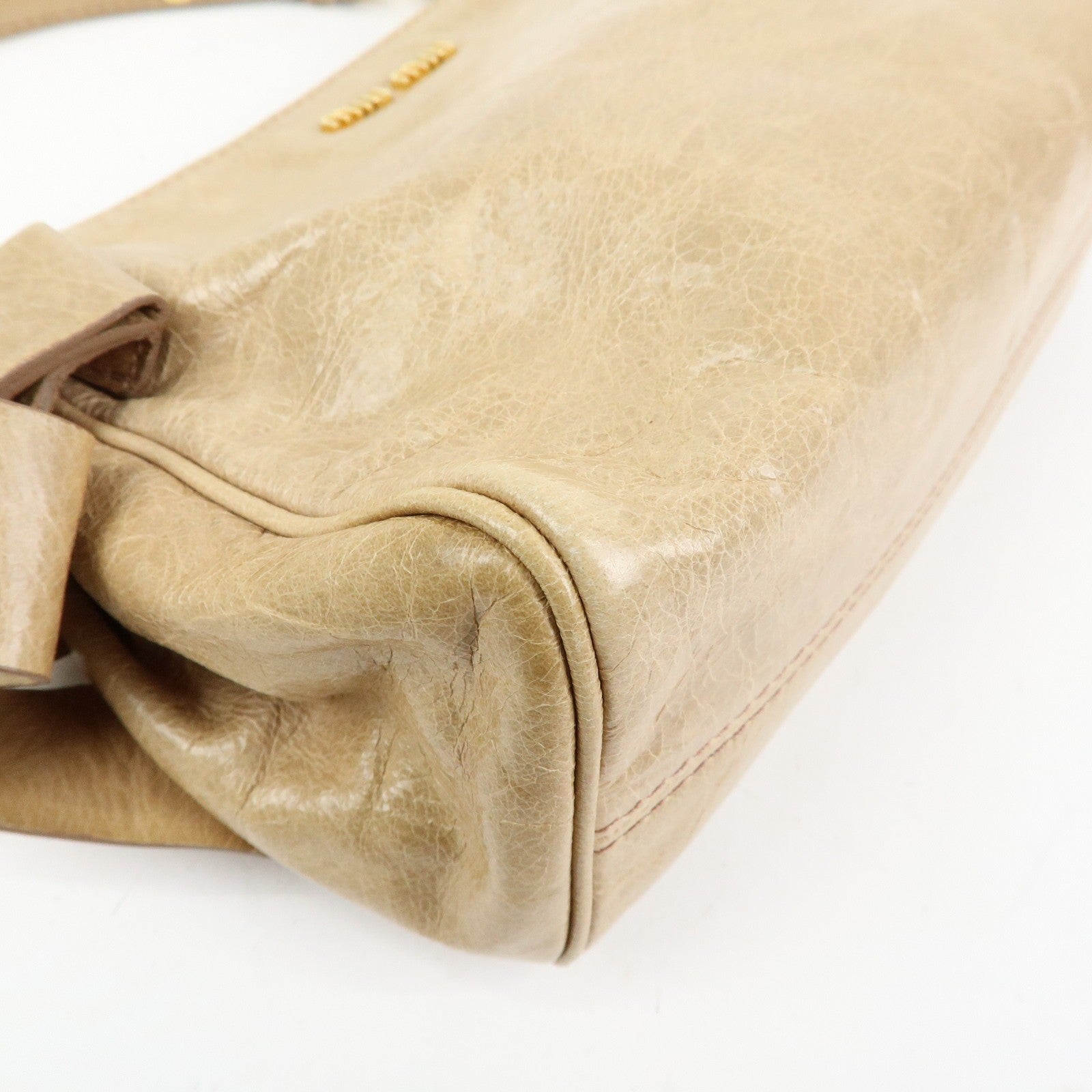 Miu Miu Double Sided Ribbons Handbag - Beige, Leather