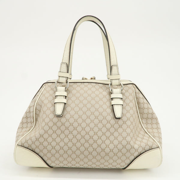 Celine Macadam Boston Hand Bag - Beige Ivory, Canvas Leather