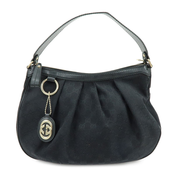 GUCCI Sukey GG Canvas Leather Shoulder Bag Black