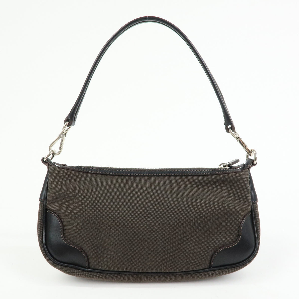 Prada Logo Jacquard Shoulder Bag - Dark Brown, Leather