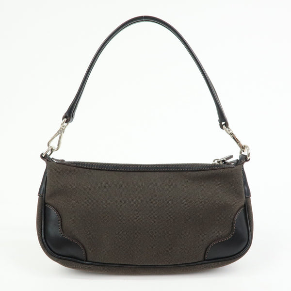 Prada Logo Jacquard Shoulder Bag - Dark Brown, Leather