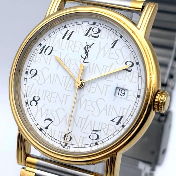 Yves Saint Laurent Date Quartz Watch - Silver, Metal 