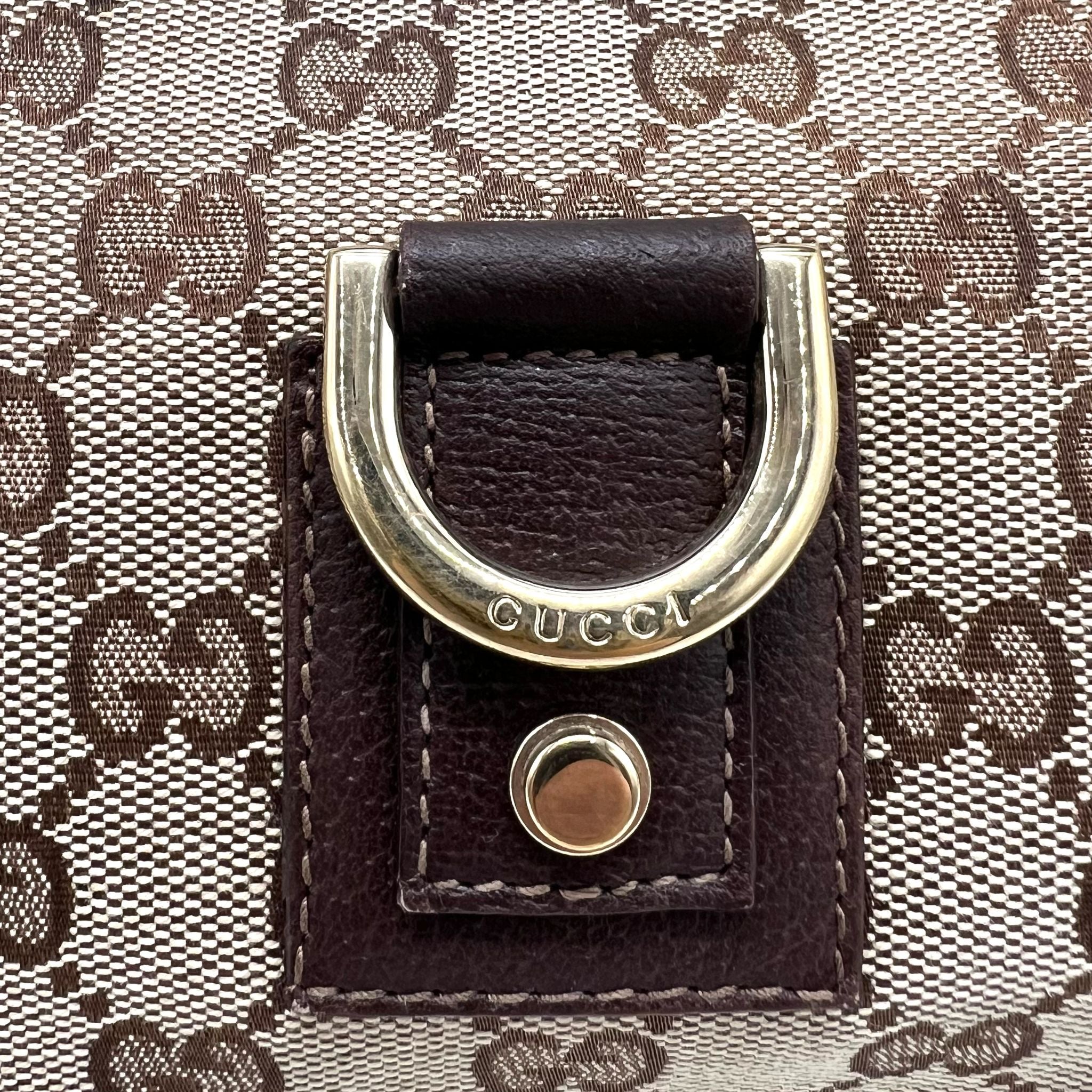 GUCCI ABBEY GG CANVAS LEATHER SHOULDER BAG