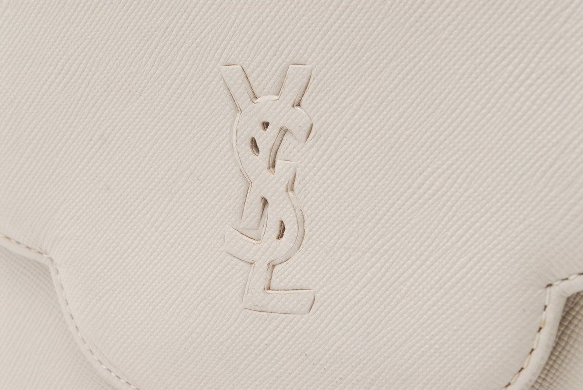 Yves Saint Laurent YSL Flap Bag - White, Leather
