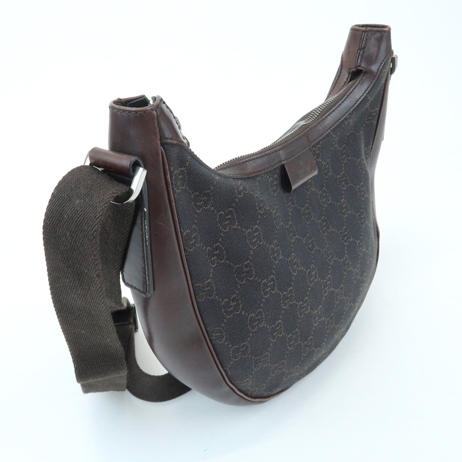 Gucci 101682 Shoulder Crossbody Bag - Dark Brown, GG Denim and Leather