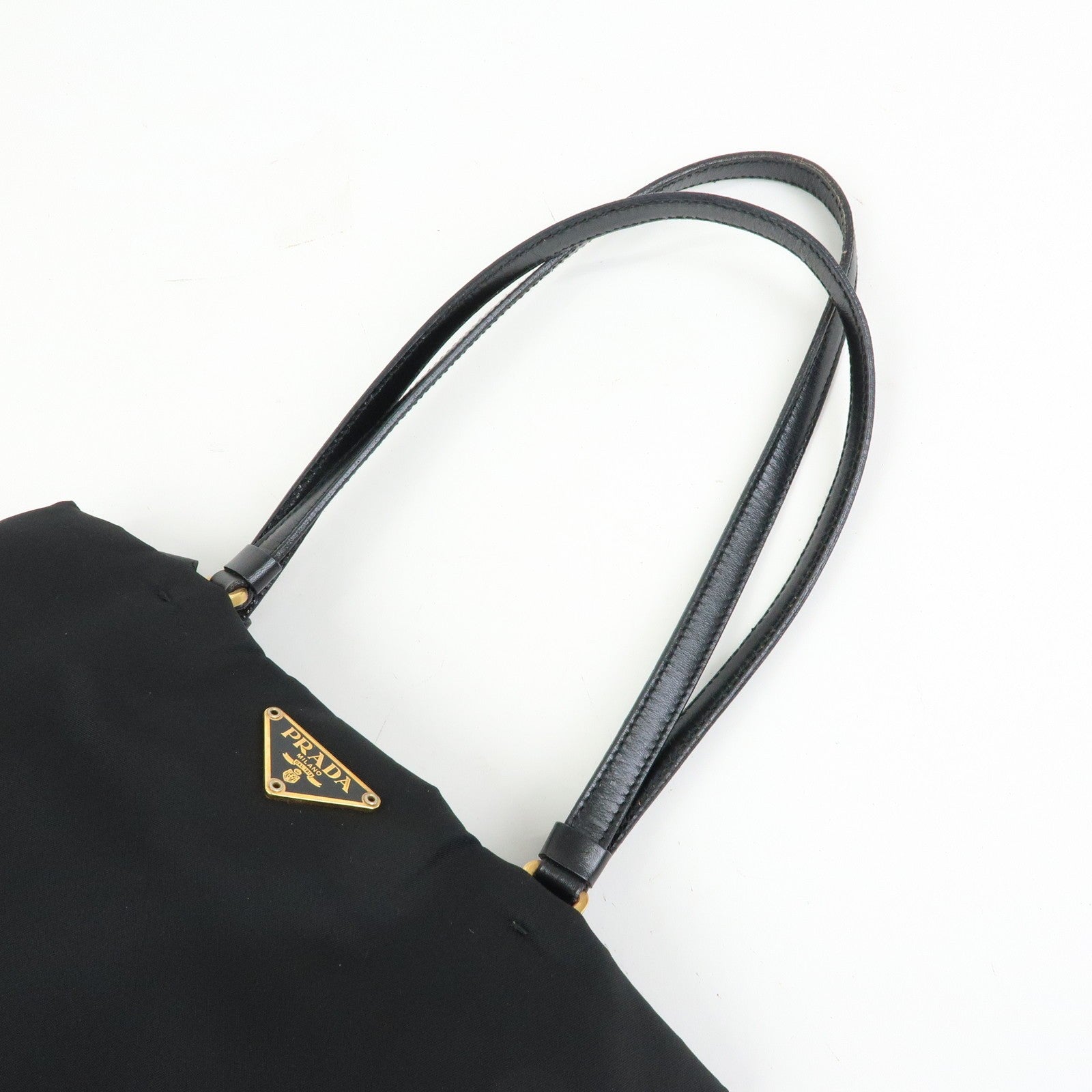Prada Triangle Logo Tote Bag - Black, Nylon and Leather