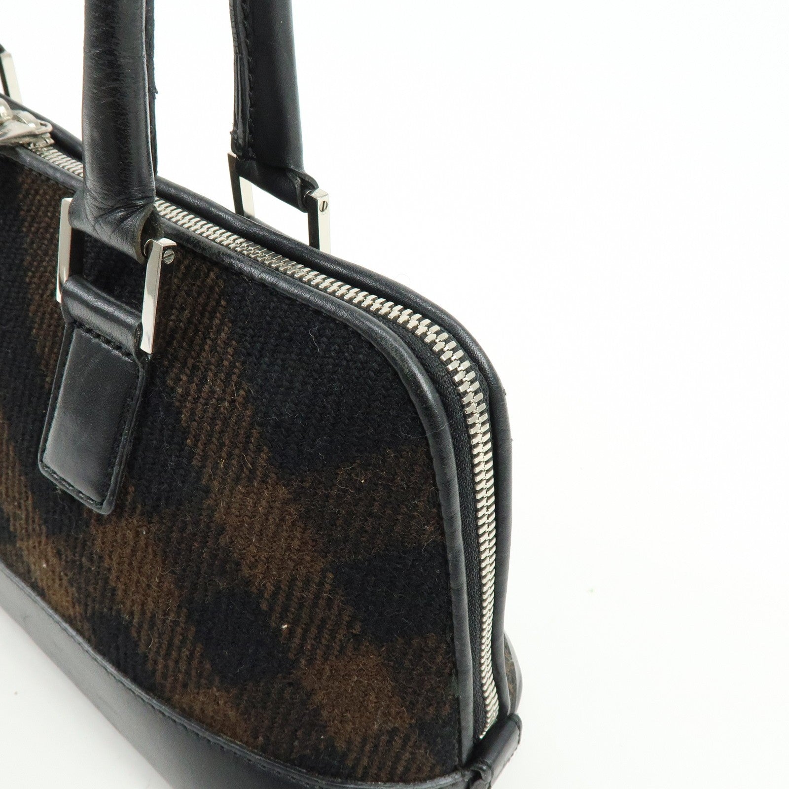 Burberry Shoulder Hand Bag - Black Brown, Canvas Leather