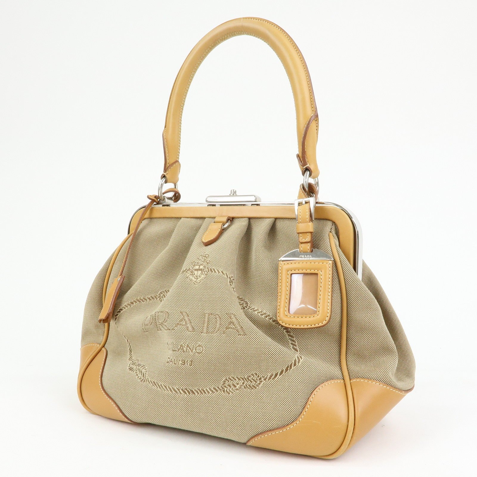 Prada BR3481 Shoulder Bag - Light Brown, Jacquard Leather 