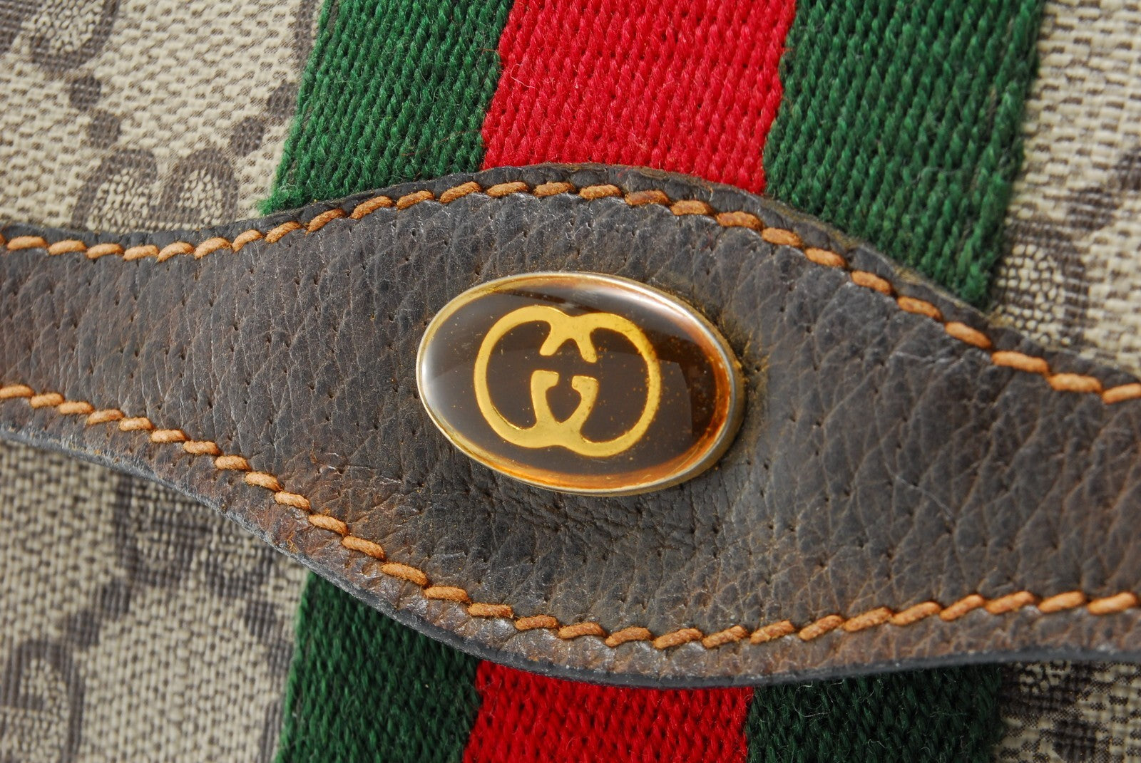 Gucci Sherry Line Clutch Bag - Brown, PVC Leather 