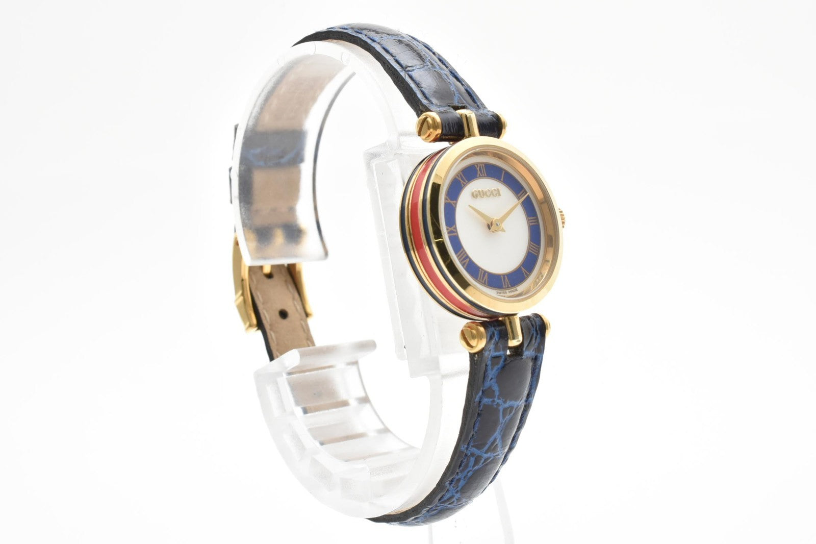 Gucci 2000L Watch - White, Gold, Blue, Stainless Steel, Leather