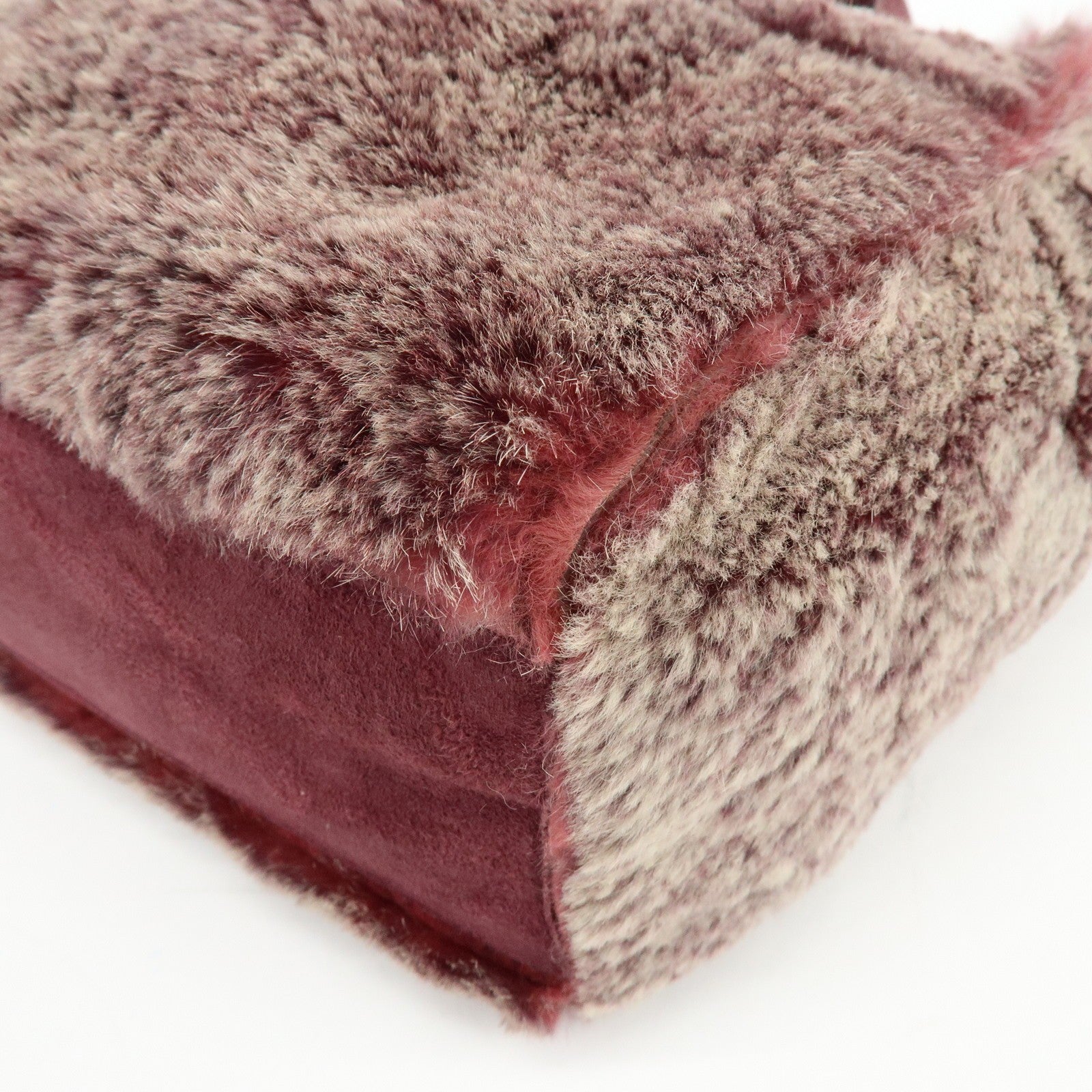 CHANEL COCO Mark Hand Bag - Bordeaux, Beige, Fur, Suede