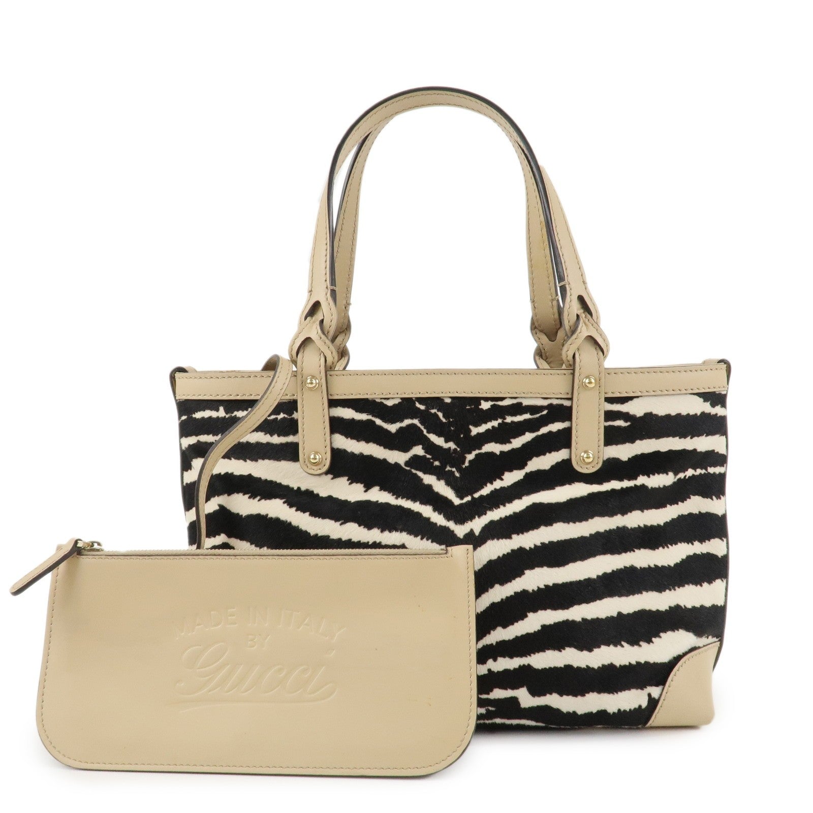 Gucci Tote Bag - Beige, Black, Haraco Leather