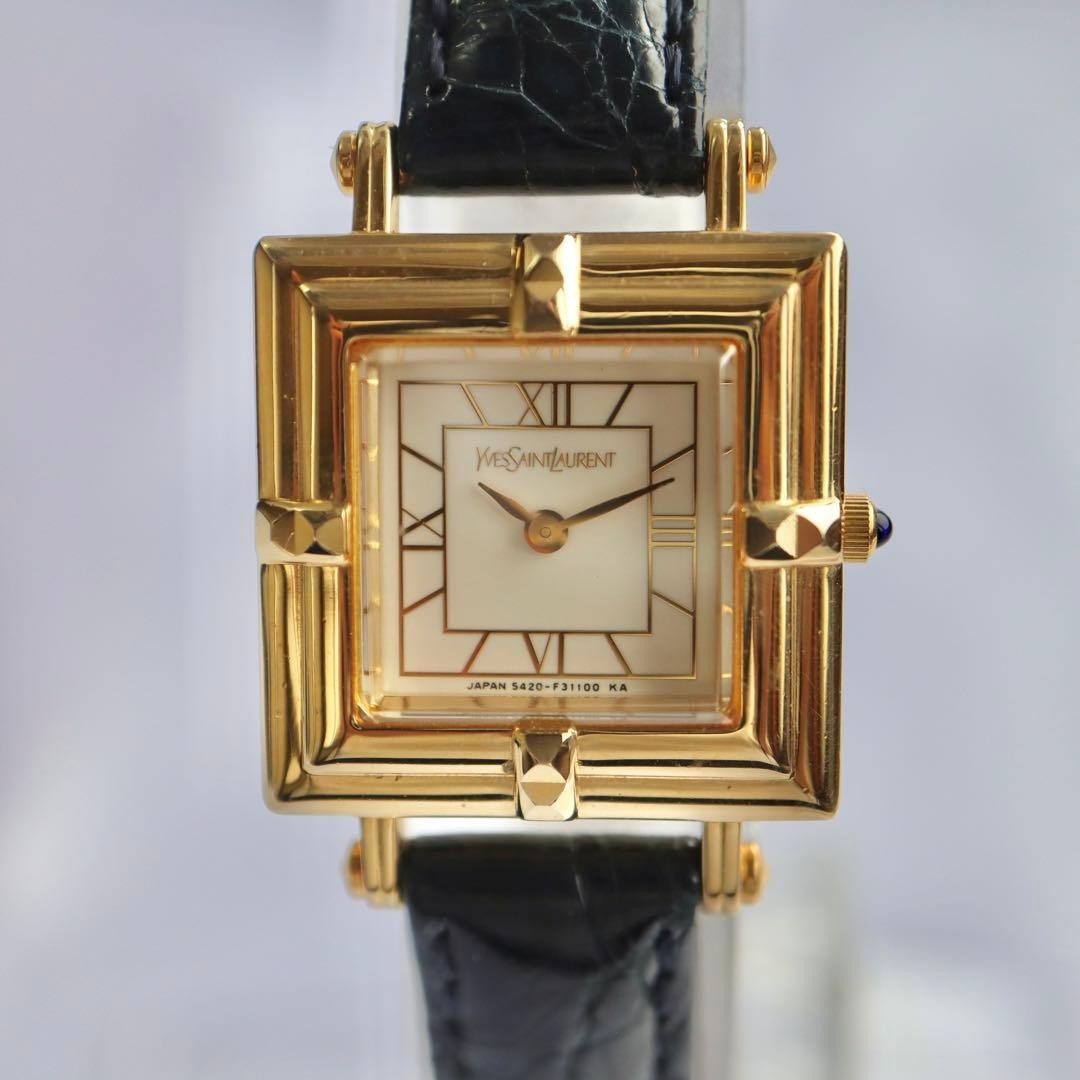Yves Saint Laurent Roman Square Watch 1558 - Black, Stainless Steel