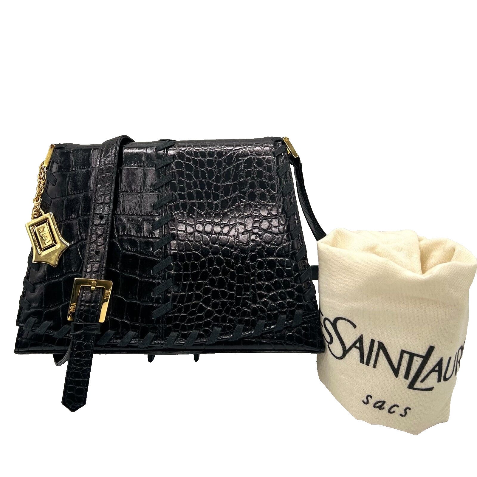 Saint Laurent YSL Shoulder Bag - Black, Leather