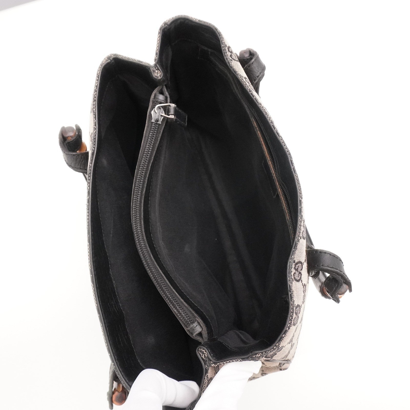 Gucci GG Canvas Bamboo 112526 Hand Bag - Brown, Canvas 