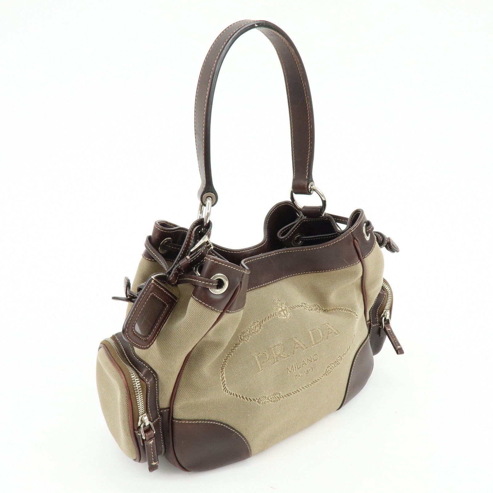 Prada Shoulder Bag - Beige, Canvas Leather