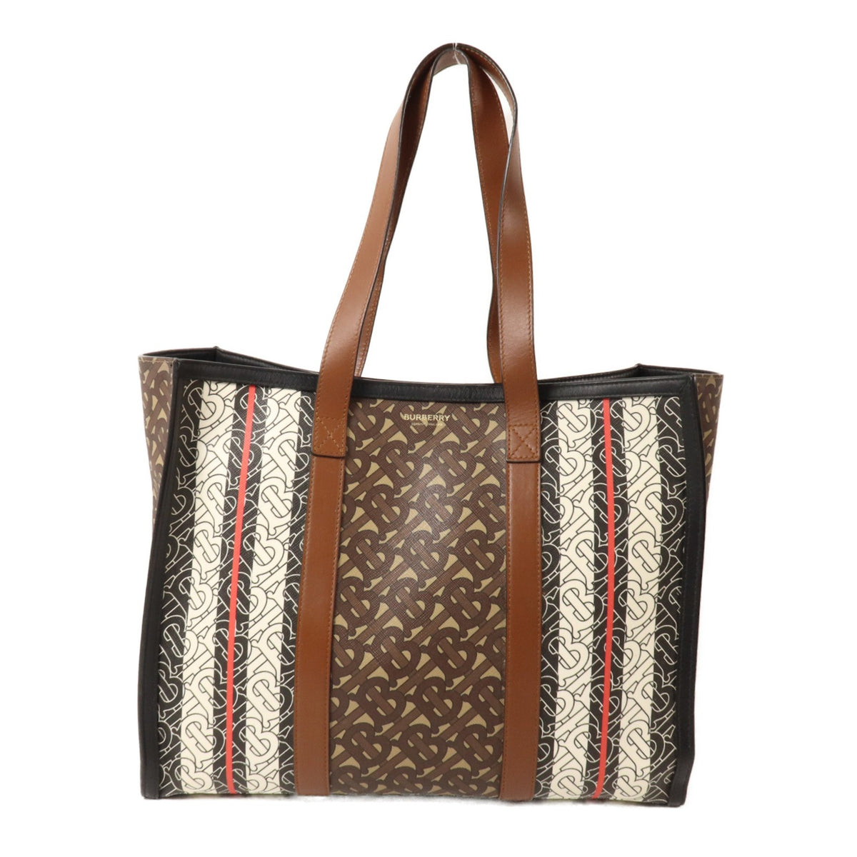 Burberry GHW Tote Bag - Brown/Black/White, PVC Coated Canvas