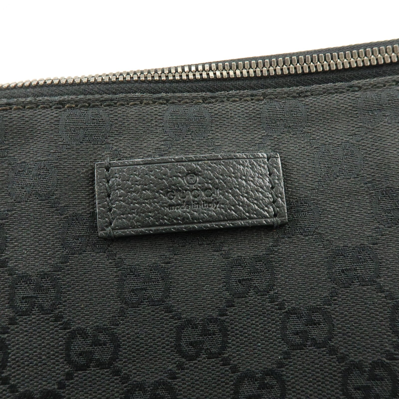 Gucci 110054 Shoulder Bag - Black, GG Canvas, Leather 