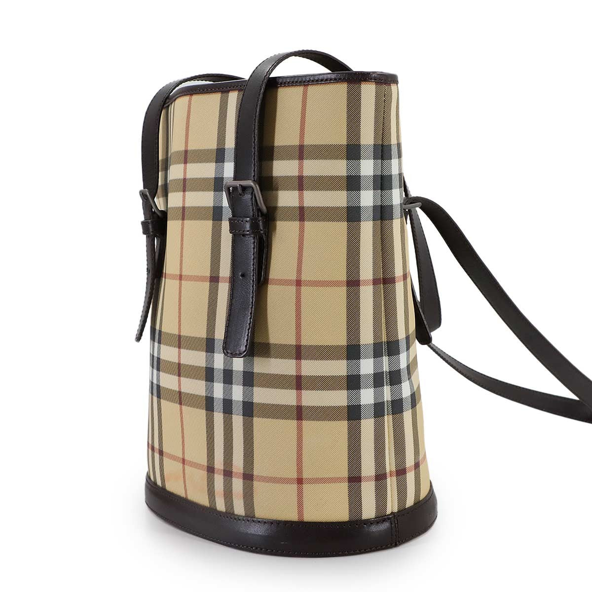 Burberry Plaid Tote Bag - Beige, PVC Leather