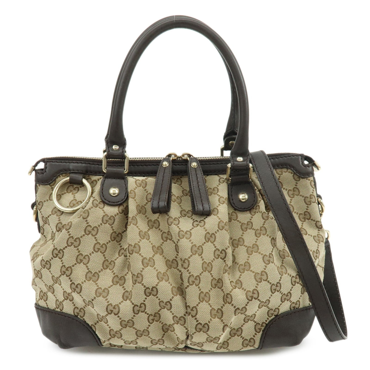 Gucci 2Way Bag - Beige Brown, GG Canvas Leather