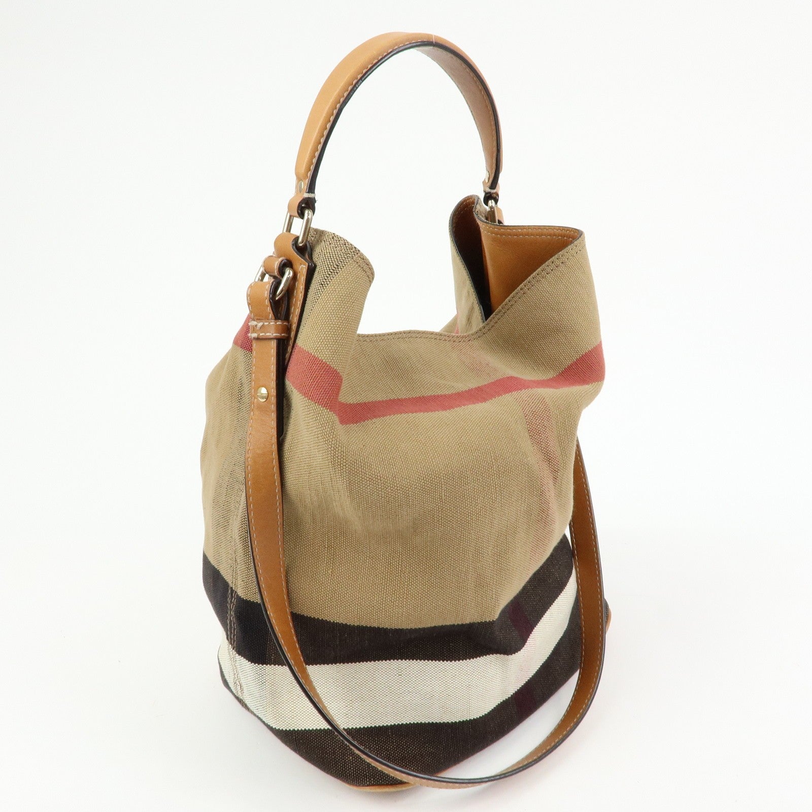 Burberry 2way Bag Shoulder Bag - Beige, Canvas and Leather